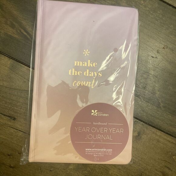 Erin‎ Condren Hardbound Year Over Year Journal Pink Leather Journal New, Sealed - Picture 1 of 2